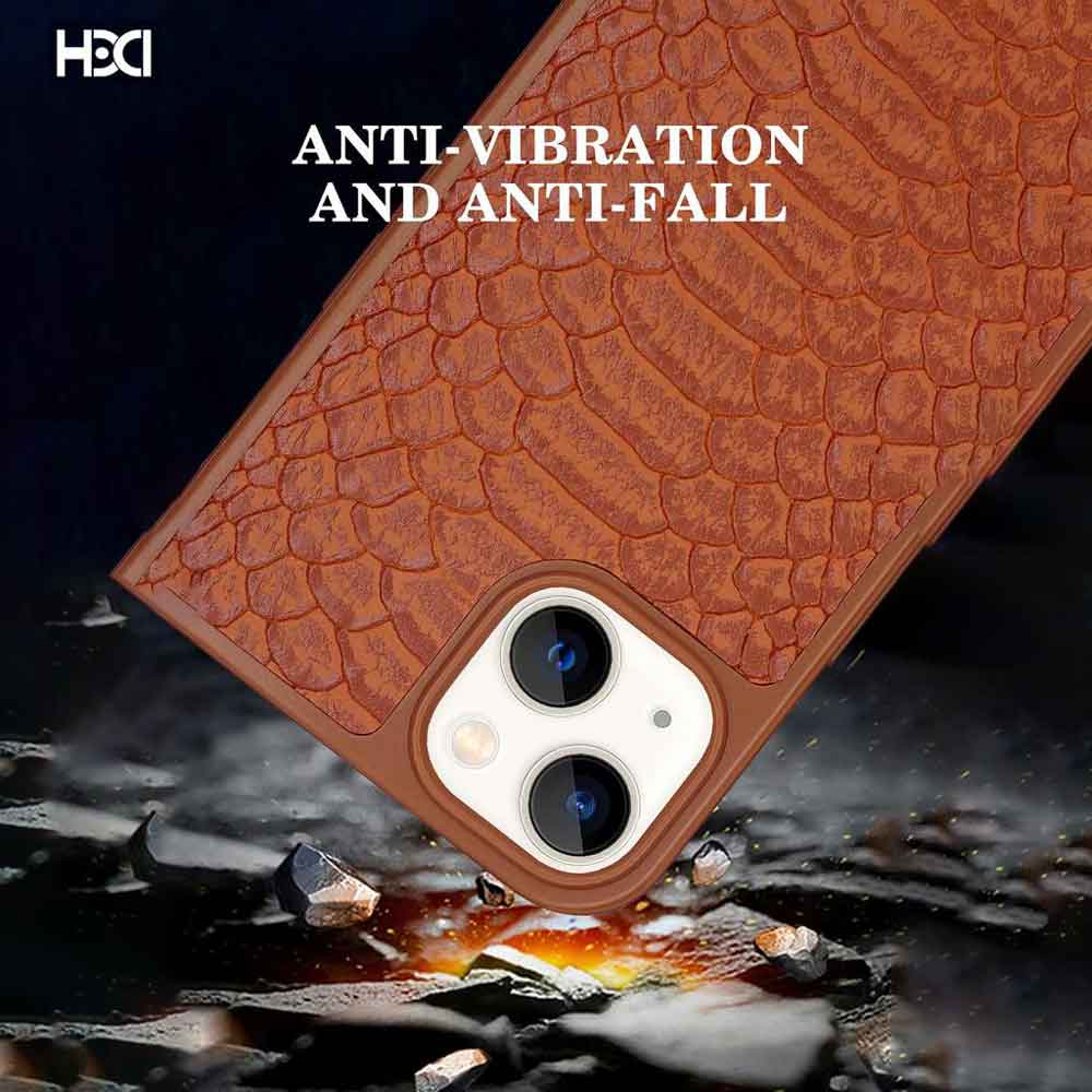 Artificial Alligator 3D Skin Plating Shockproof PU Leather Case - iPhone 14 Pro