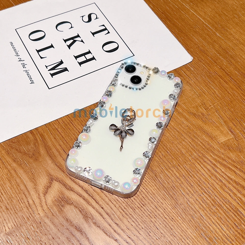 Ballerina Girl Charm Pearl Border Transparent Phone Case - iPhone 12 Pro