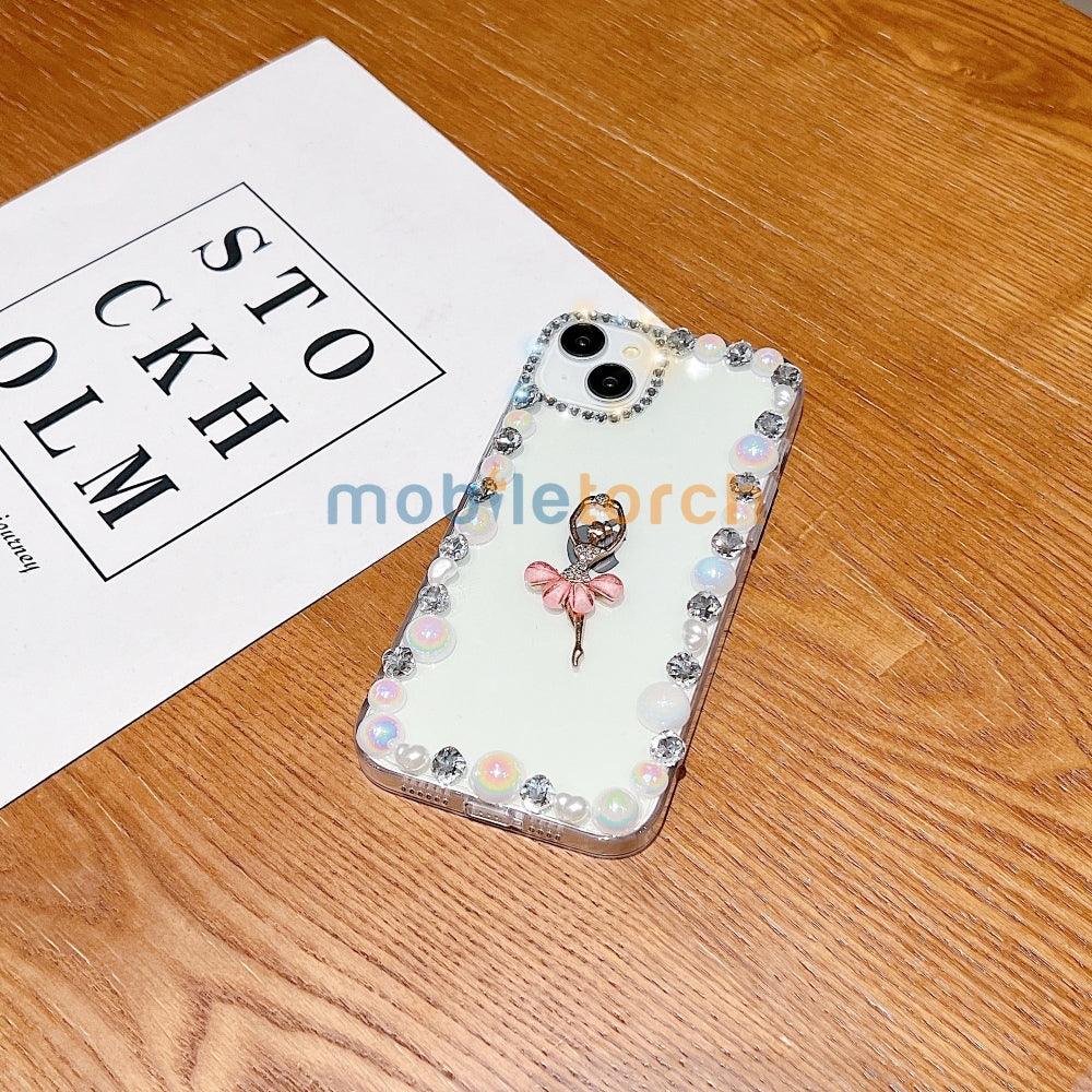 Ballerina Girl Charm Pearl Border Transparent Phone Case - iPhone 12 Pro