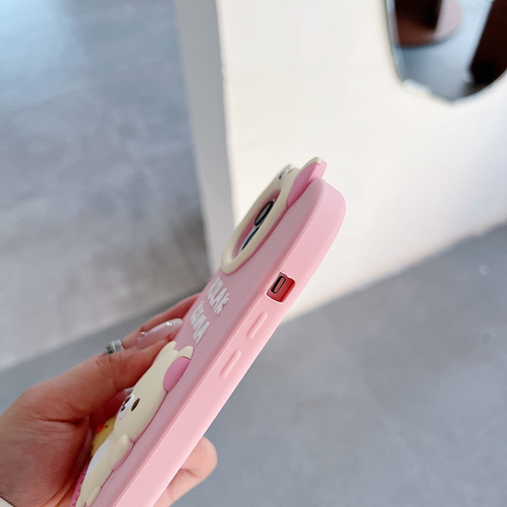 Bear Head Lens Circle Silicone Phone Case