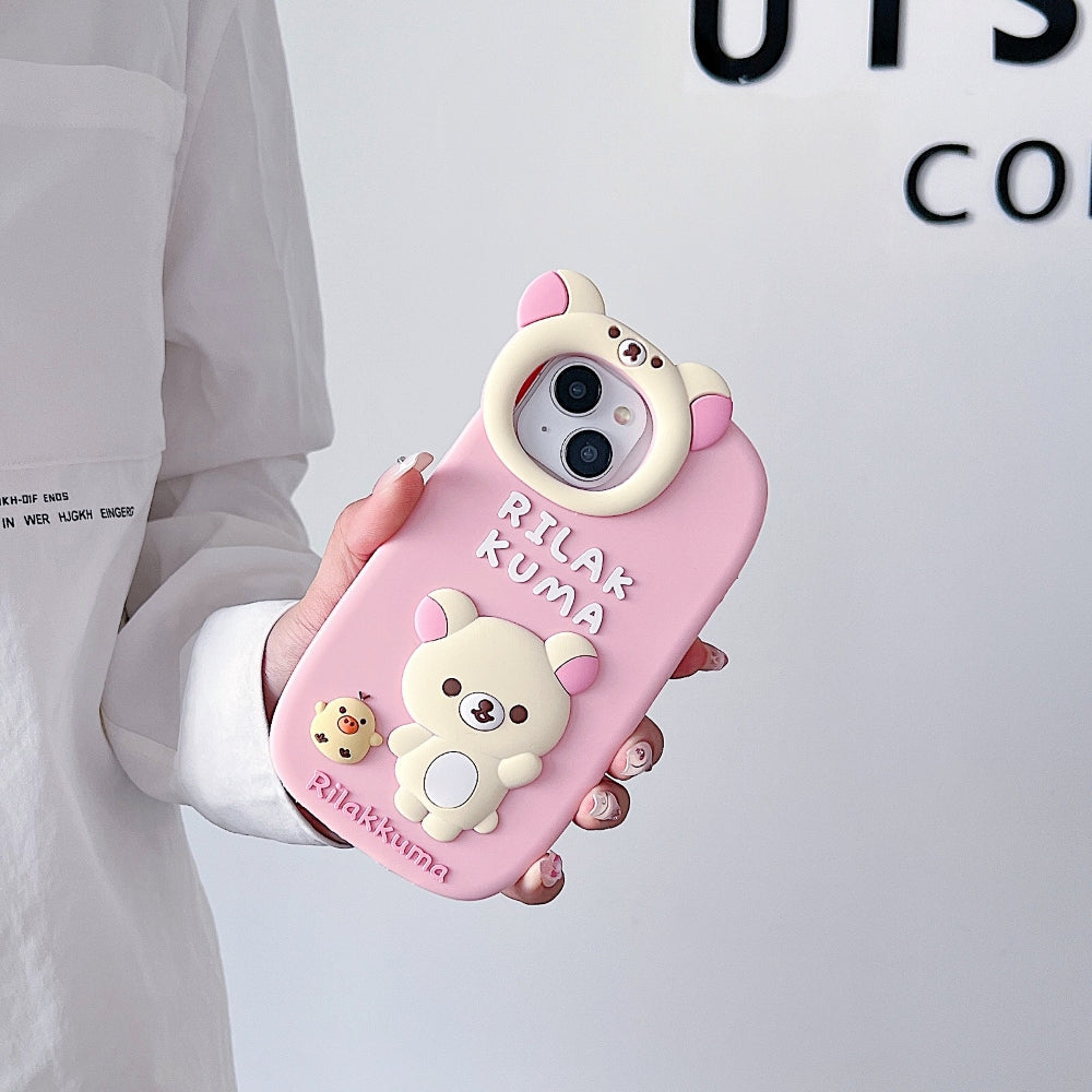Bear Head Lens Circle Silicone Phone Case