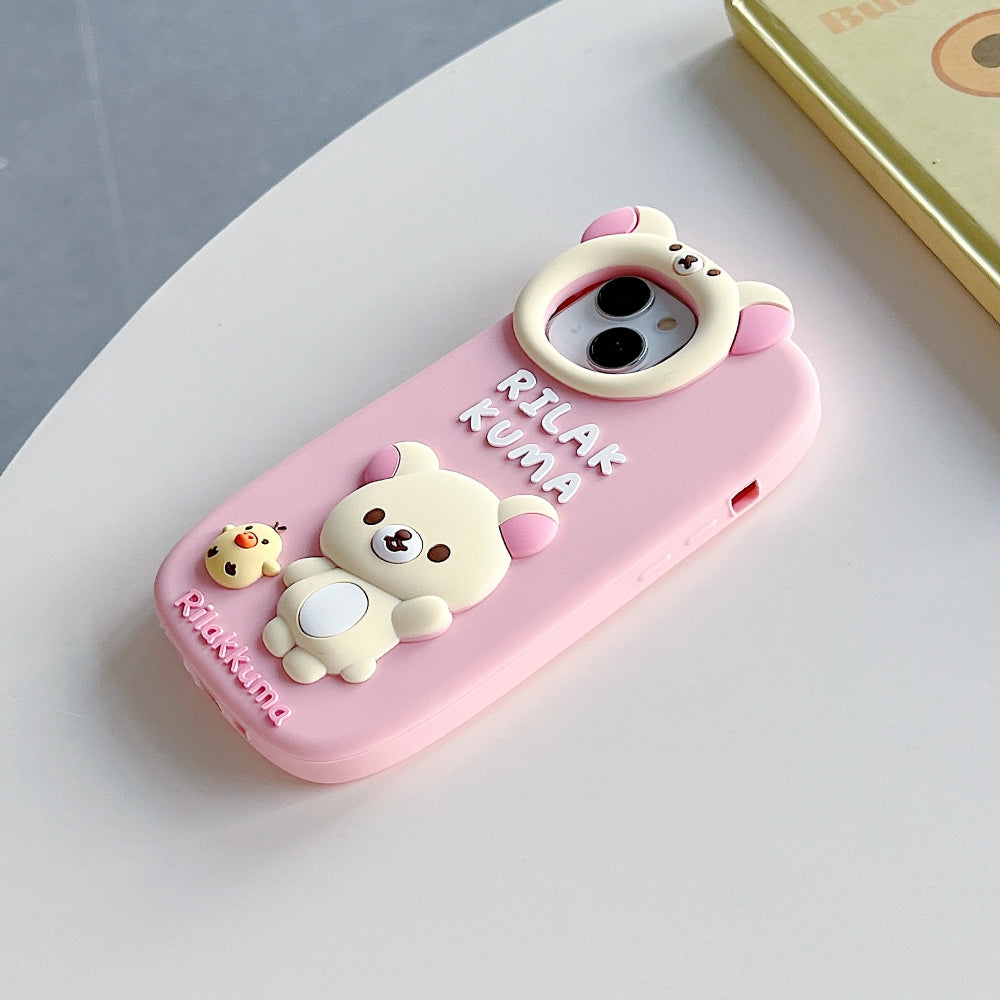 Bear Head Lens Circle Silicone Phone Case