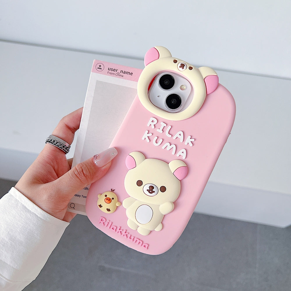 Bear Head Lens Circle Silicone Phone Case