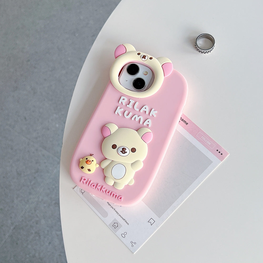 Bear Head Lens Circle Silicone Phone Case