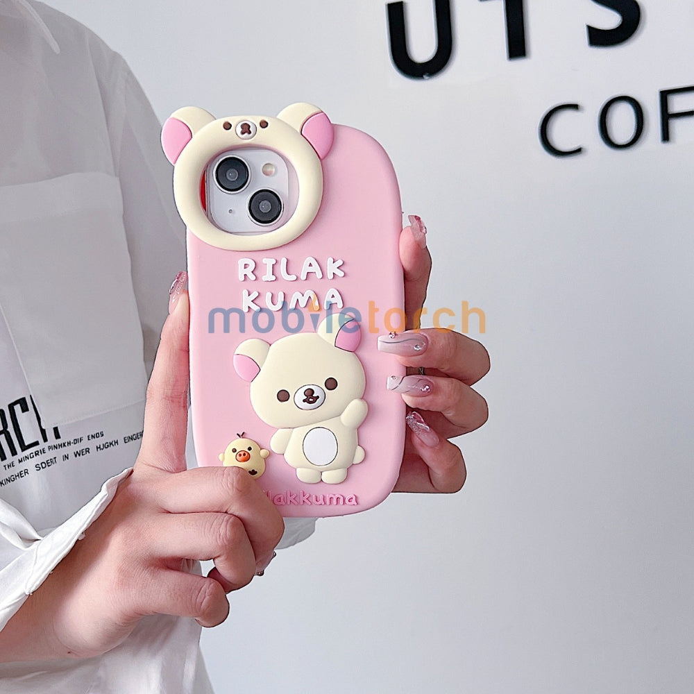 Bear Head Lens Circle Silicone Soft Phone Case | Mobile Cover - iPhone 15 Pro Max