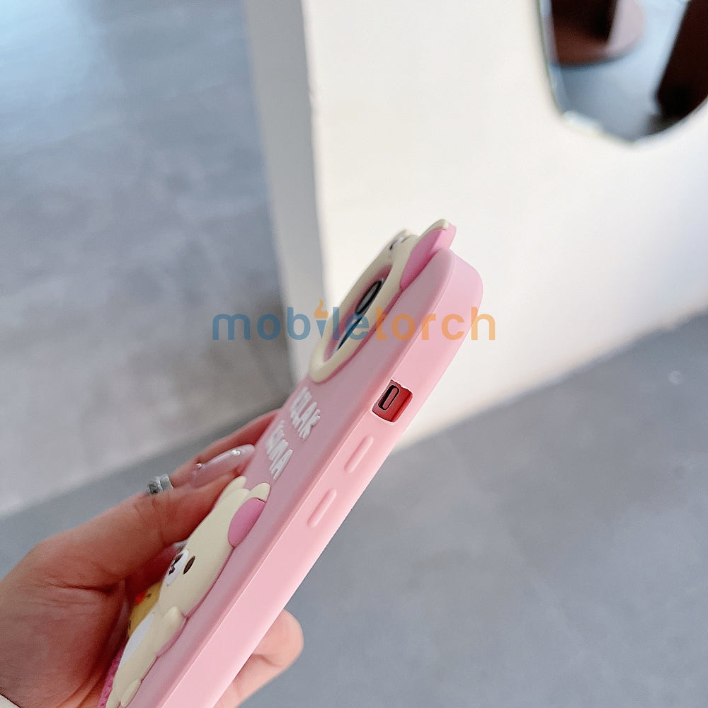 Bear Head Lens Circle Silicone Soft Phone Case | Mobile Cover - iPhone 15 Pro Max