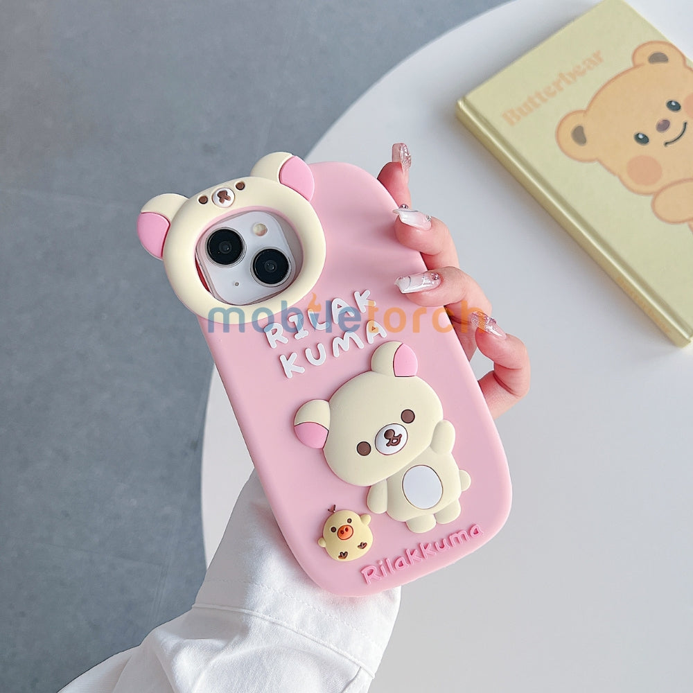 Bear Head Lens Circle Silicone Soft Phone Case | Mobile Cover - iPhone 15 Pro Max
