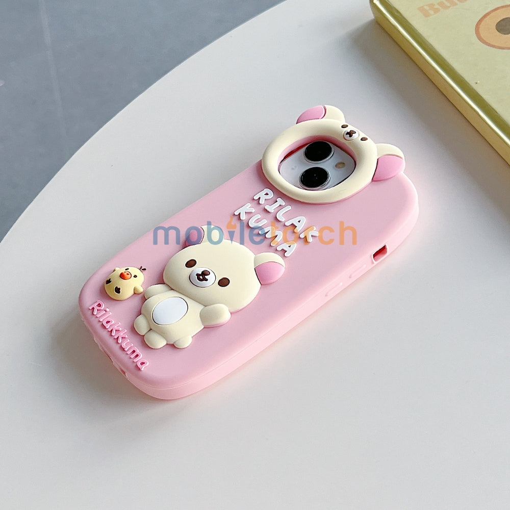 Bear Head Lens Circle Silicone Soft Phone Case | Mobile Cover - iPhone 15 Pro Max