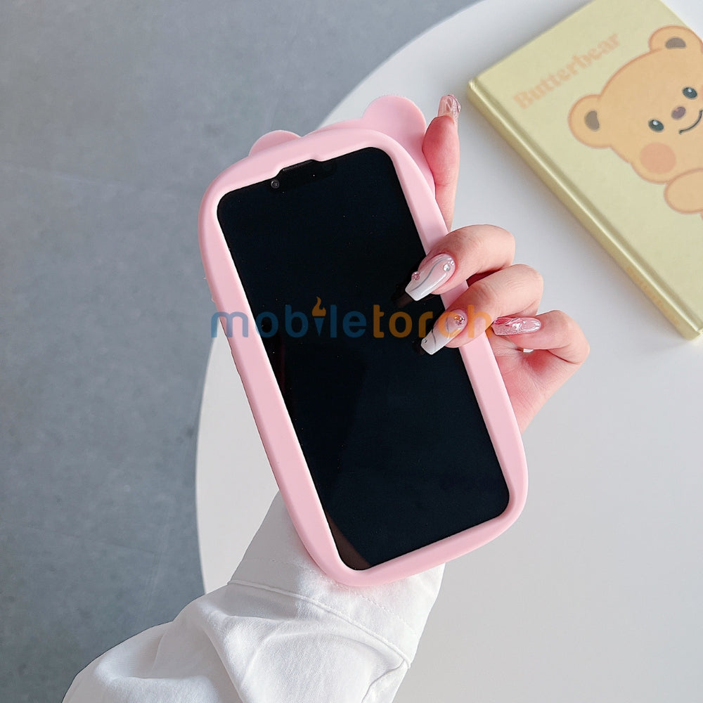 Bear Head Lens Circle Silicone Soft Phone Case | Mobile Cover - iPhone 15 Pro Max