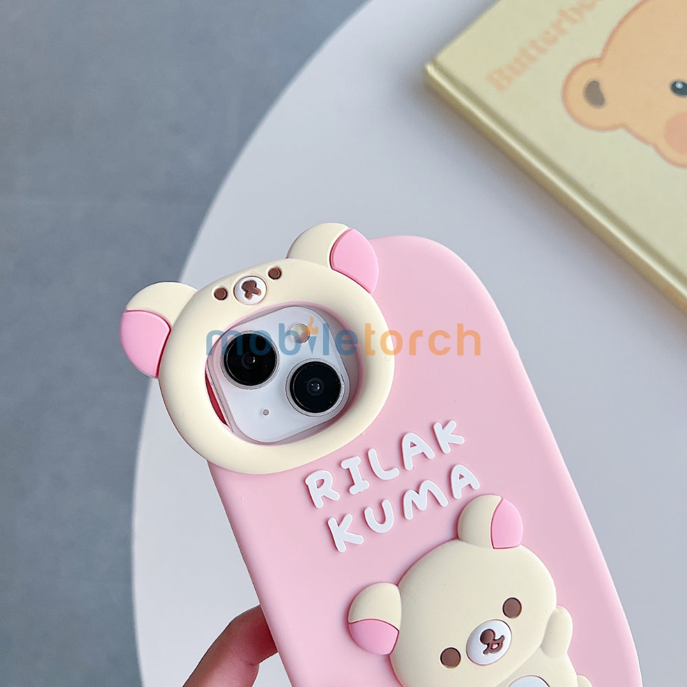 Bear Head Lens Circle Silicone Soft Phone Case | Mobile Cover - iPhone 15 Pro Max