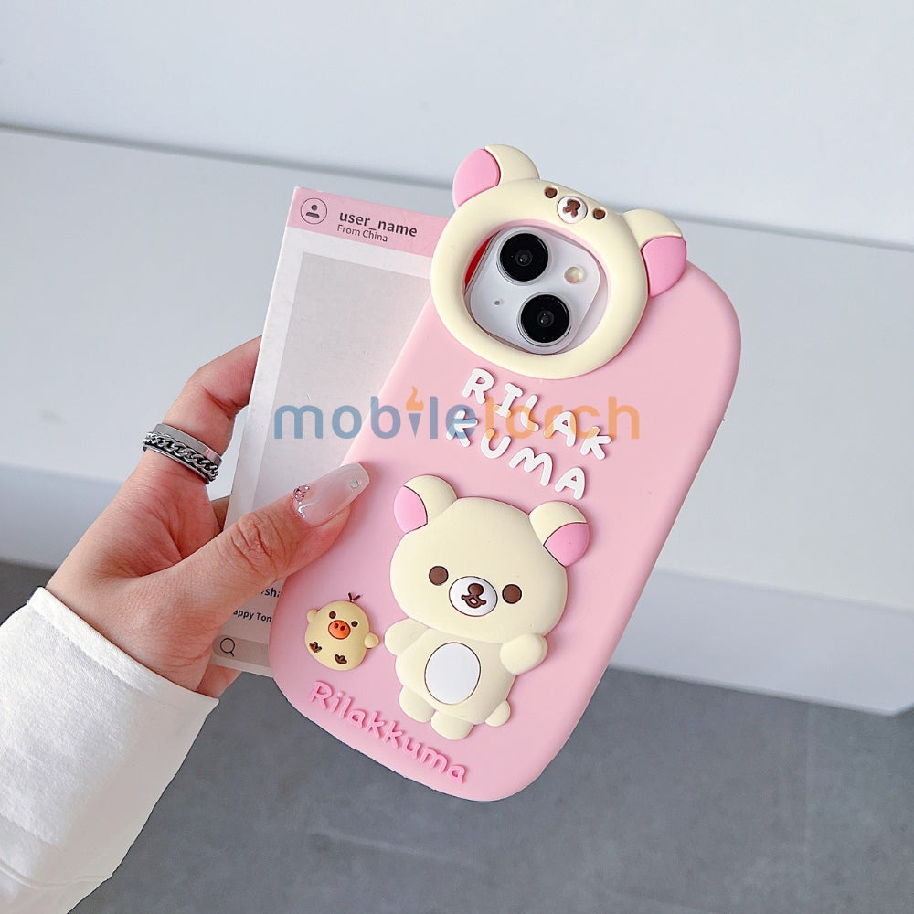 Bear Head Lens Circle Silicone Soft Phone Case | Mobile Cover - iPhone 15 Pro Max