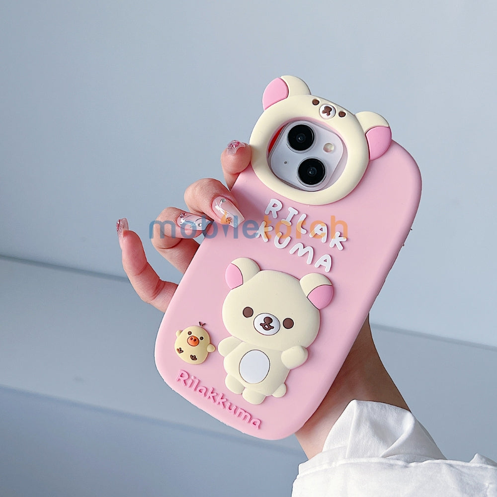 Bear Head Lens Circle Silicone Soft Phone Case | Mobile Cover - iPhone 15 Pro Max