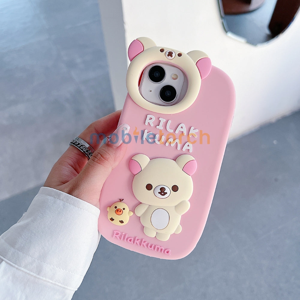 Bear Head Lens Circle Silicone Soft Phone Case | Mobile Cover - iPhone 15 Pro Max