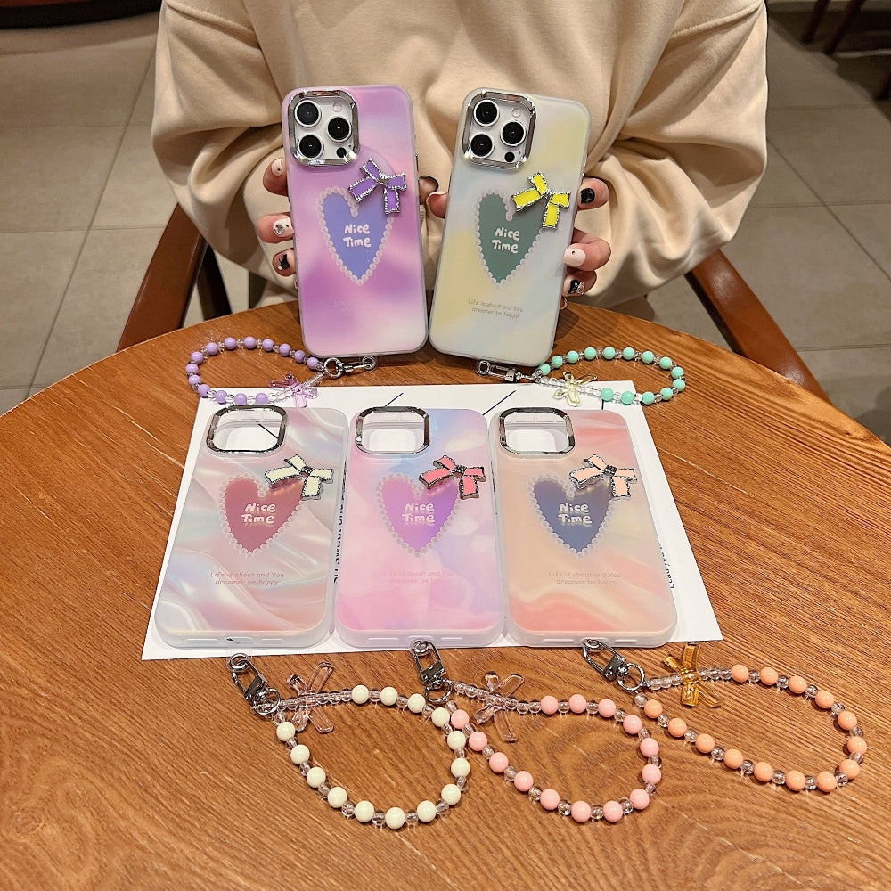 Bow Bling Heart Printed Colorful Phone Case