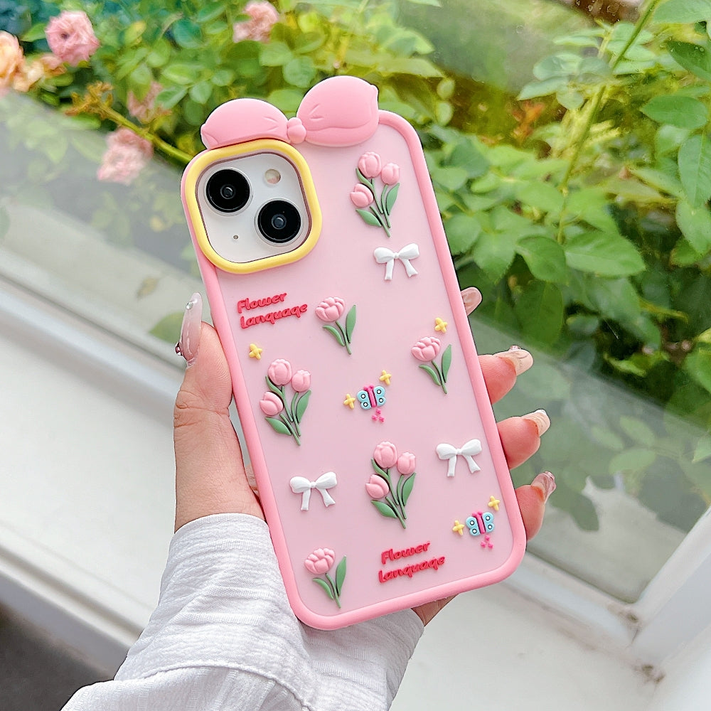 Bow Tulip Flower Silicone Phone Case