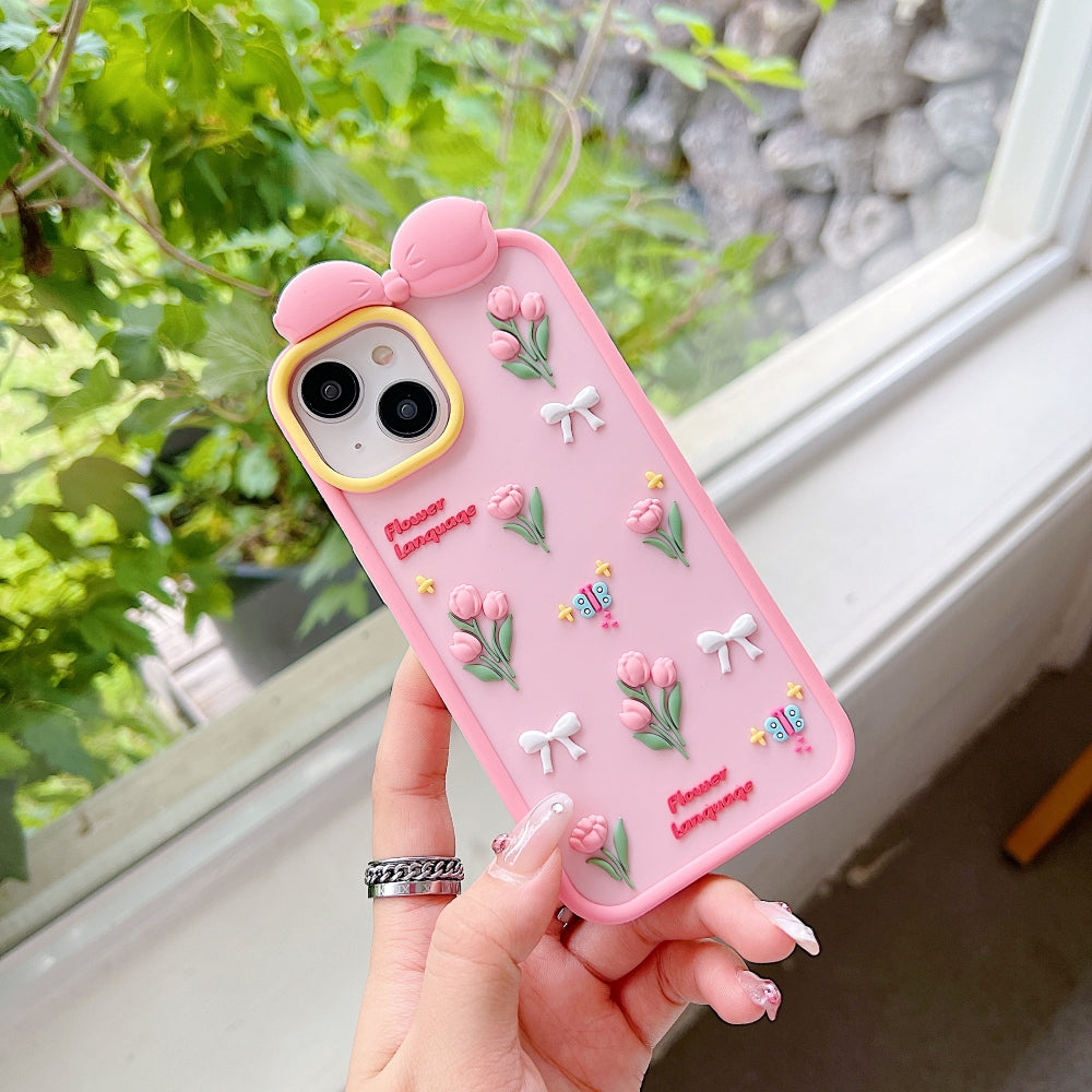 Bow Tulip Flower Silicone Phone Case