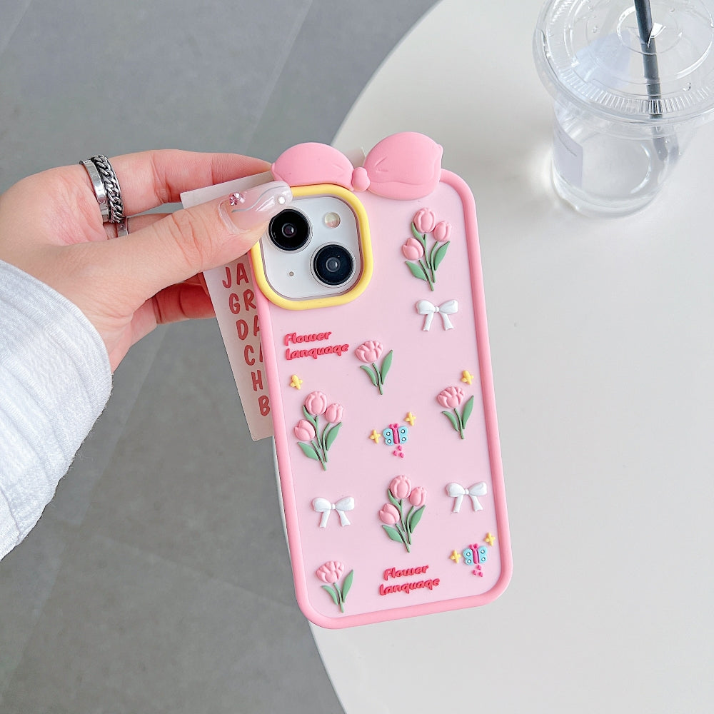 Bow Tulip Flower Silicone Phone Case