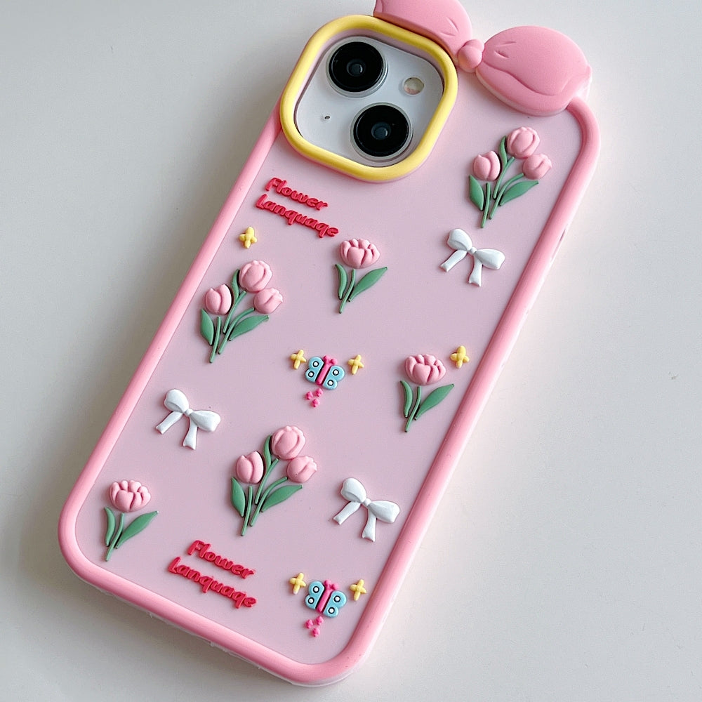 Bow Tulip Flower Silicone Phone Case