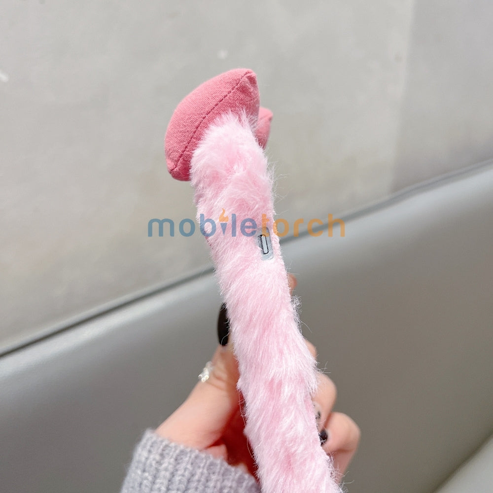 Bow Pattern Furry Soft Phone Case with Furry Bracelet - Samsung S25 Ultra