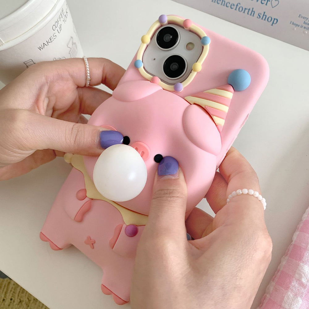 Bubble Gum Blower Cartoon Silicone Soft Phone Case - iPhone 15 Pro