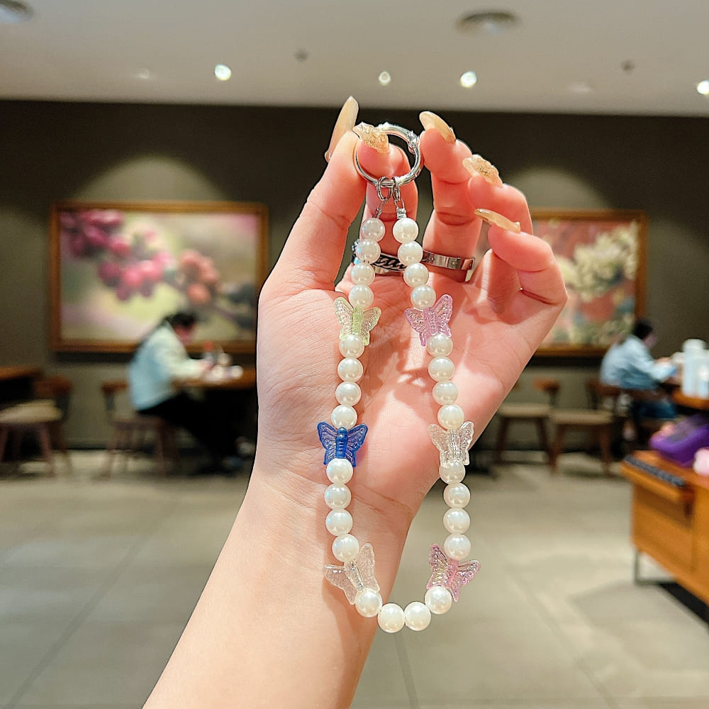 Butterfly Pearl Glow Phone Charm | Keychain | Handbag Charm