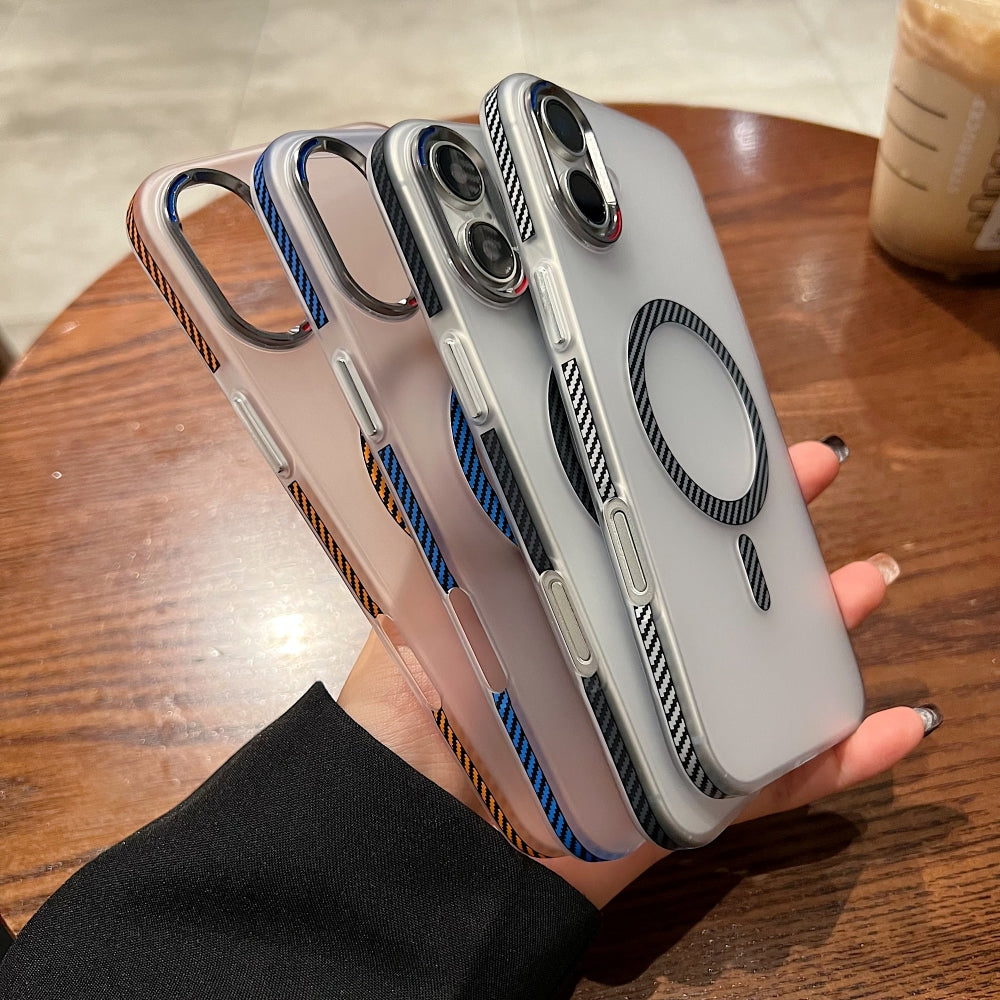 Carbon Fiber Pattern Built-in Magnetic Shockproof Phone Case - iPhone 14 Pro