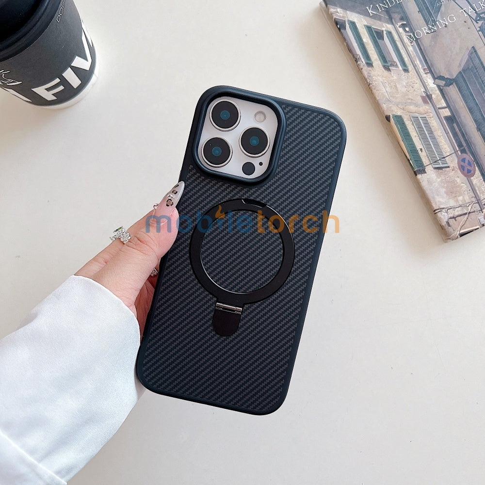 Carbon Fiber Ring Stand Magsafe Phone Case - iPhone 14 Pro