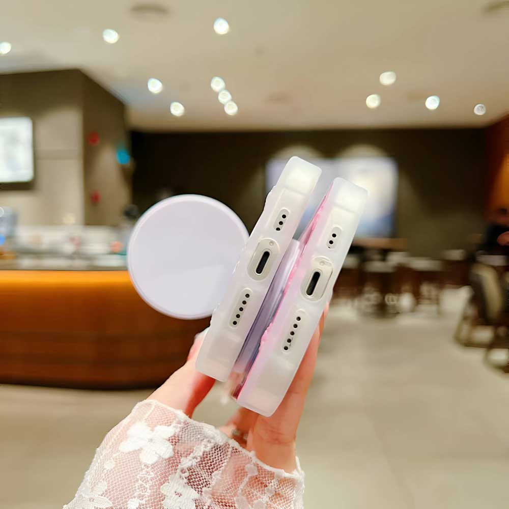 Cartoon Cat Printed Camera Protection Cover with Mirror Stand