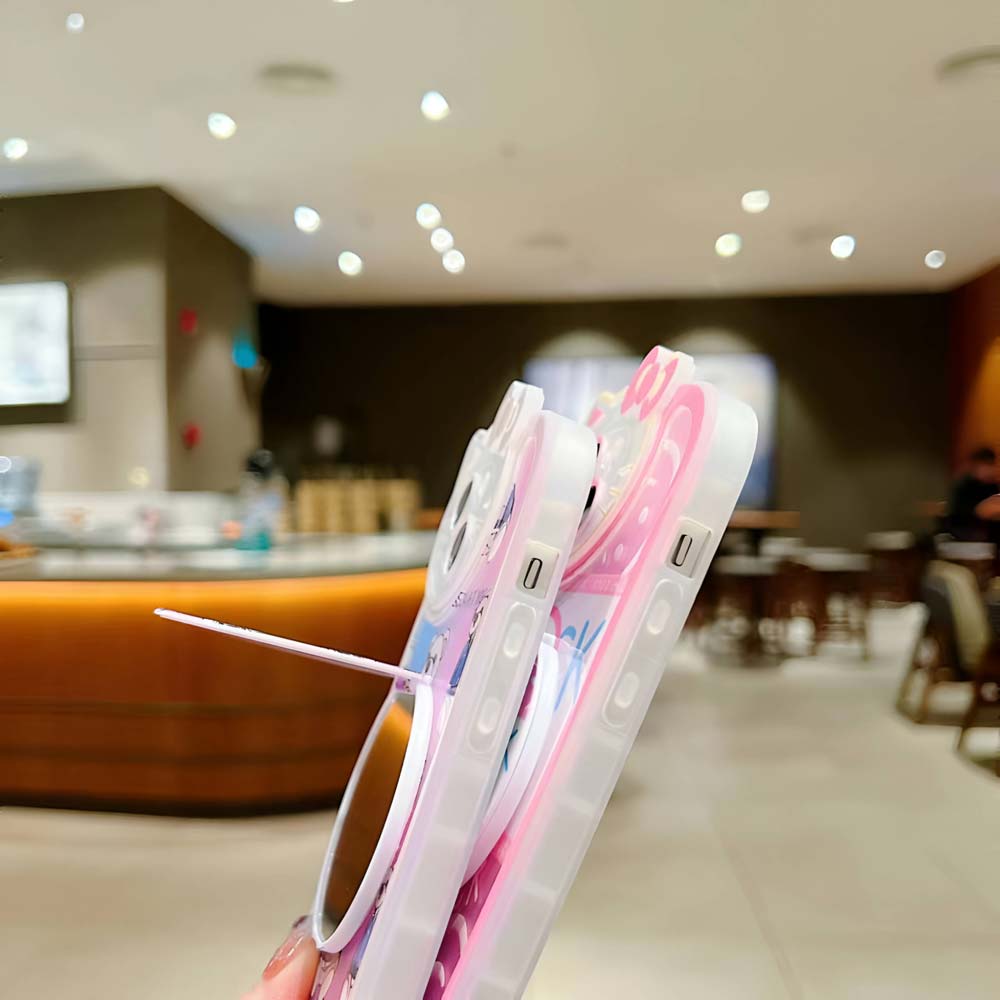 Cartoon Cat Printed Camera Protection Cover with Mirror Stand