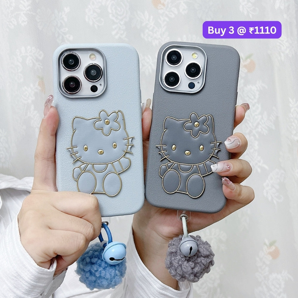 Cat Fur Ball Charm PU Leather Phone Case | Mobile Cover - Samsung A56