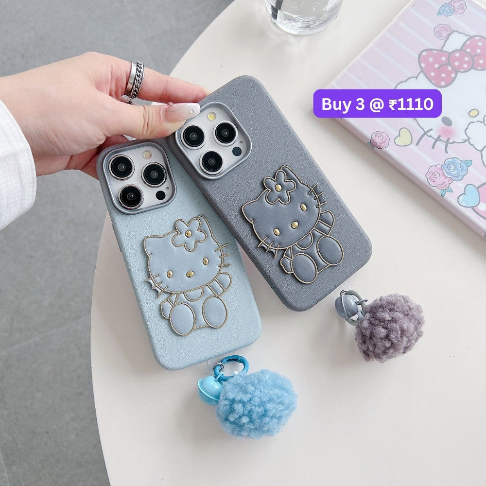 Cat Fur Ball Charm PU Leather Phone Case | Mobile Cover - Samsung A56