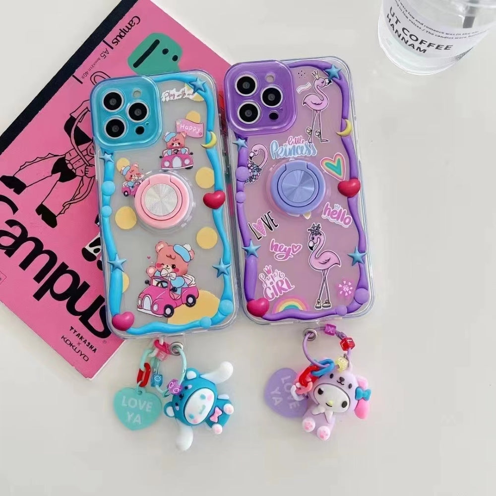 Fashion Cartoon 360 Degree Rotated Stand With Charm Case - iPhone 15 Pro Max