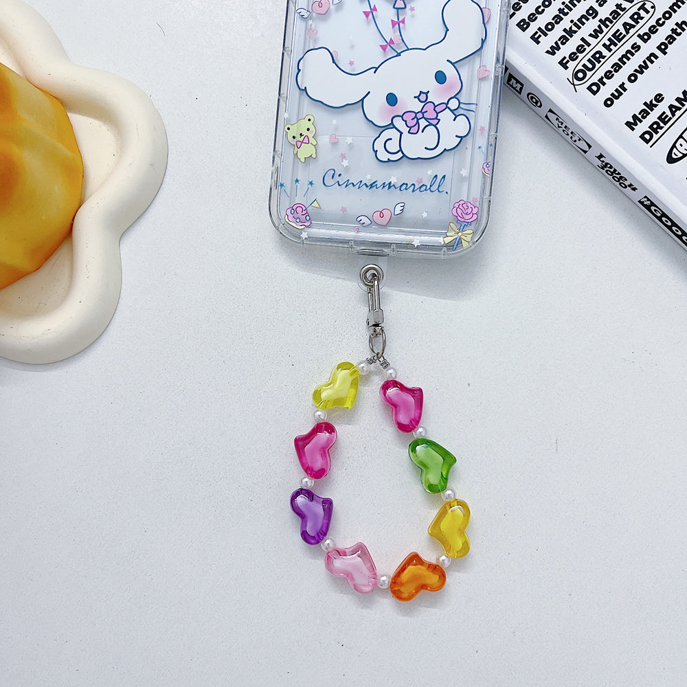 Acrylic Random Color Heart Clear Beads Phone Charm | Handbag Charm