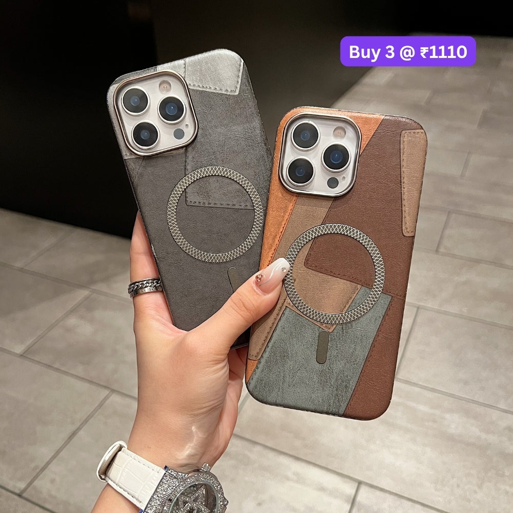 Colorful Pattern PU Leather Magnetic Charging Phone Case | Mobile Cover - iPhone 13