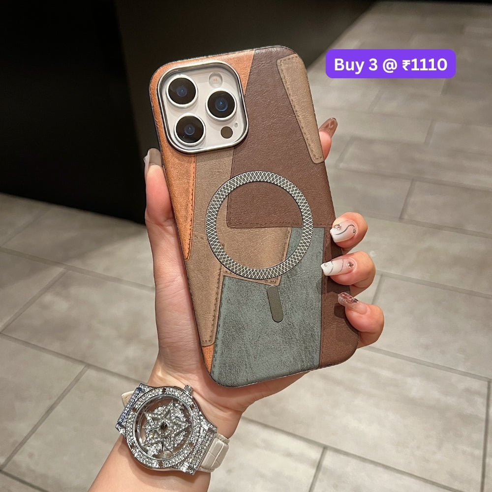 Colorful Pattern PU Leather Magnetic Charging Phone Case | Mobile Cover - iPhone 13