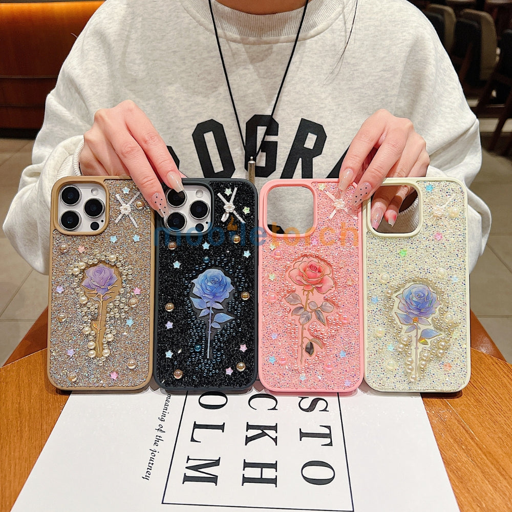Colorful Rose Bling Studded Diamond PC (Hard) Phone Case - iPhone 16 Pro Max