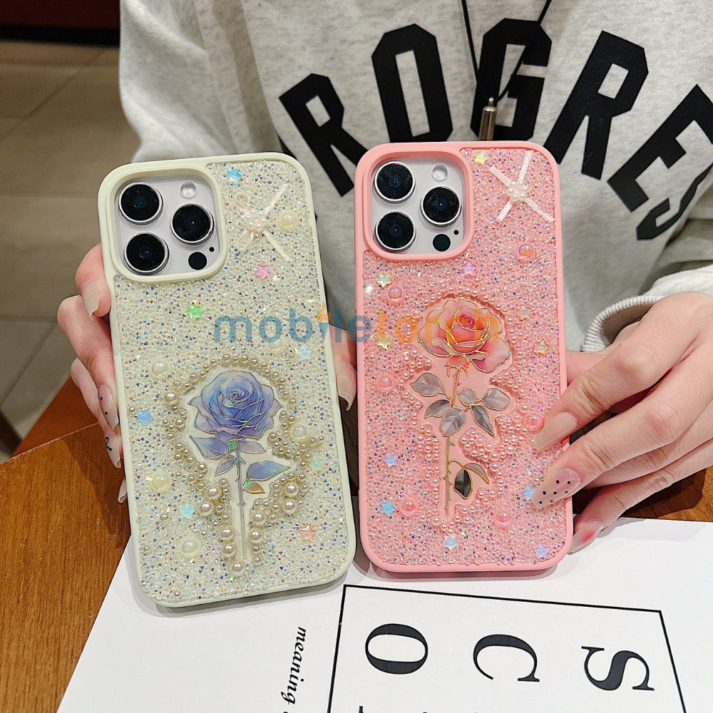 Colorful Rose Bling Studded Diamond PC (Hard) Phone Case - iPhone 16 Pro Max