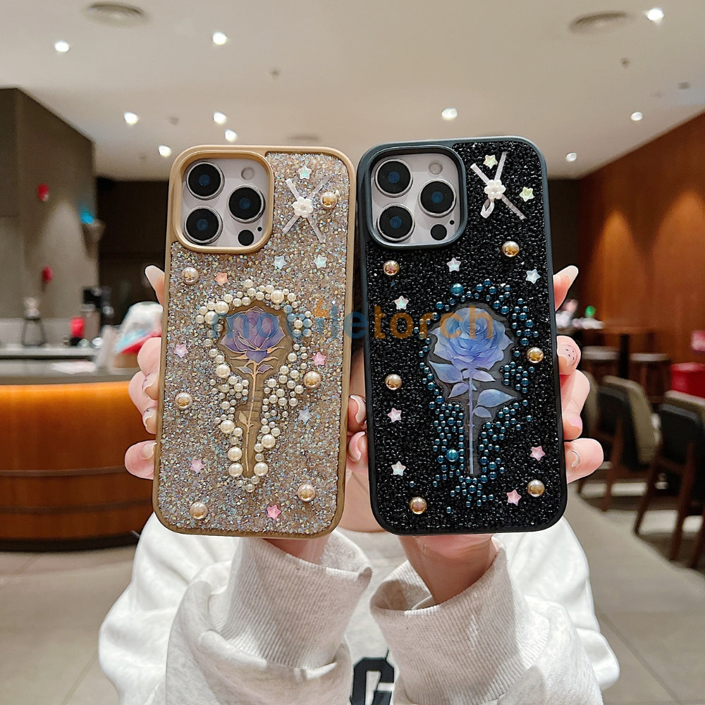 Colorful Rose Bling Studded Diamond PC (Hard) Phone Case - iPhone 16 Pro Max