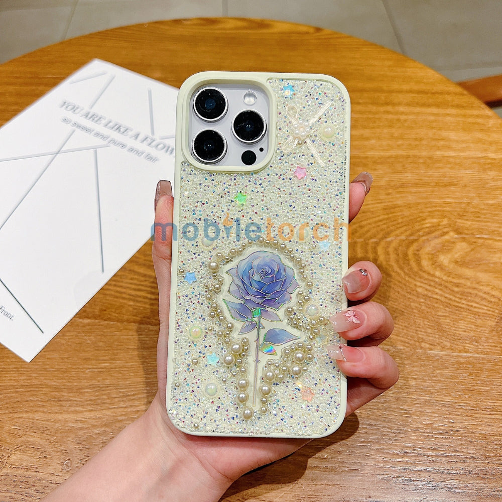 Colorful Rose Bling Studded Diamond PC (Hard) Phone Case - iPhone 16 Pro Max