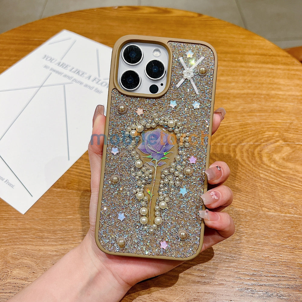 Colorful Rose Bling Studded Diamond PC (Hard) Phone Case - iPhone 16 Pro Max