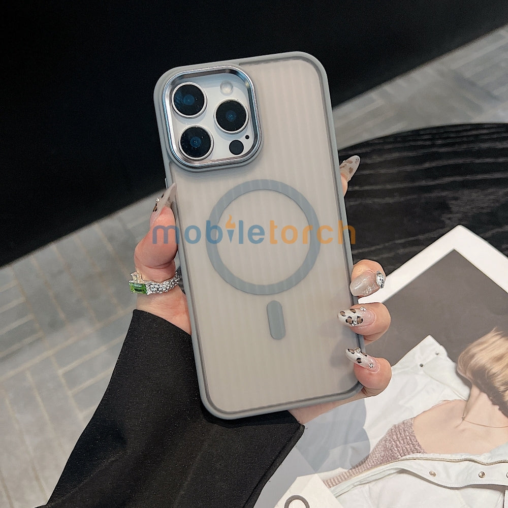 Corrugated Pattern Magnetic Wireless Charge Phone Case - Samsung S24 Ultra
