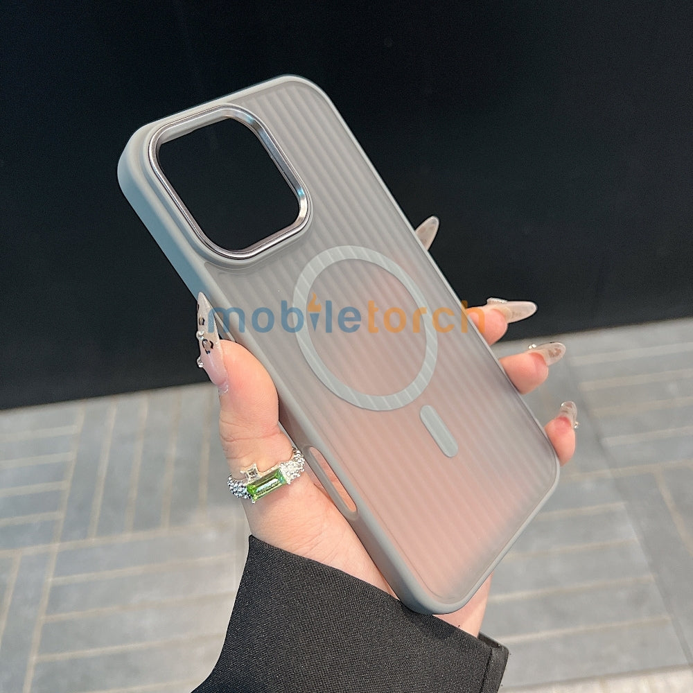 Corrugated Pattern Magnetic Wireless Charge Phone Case - Samsung S24 Ultra
