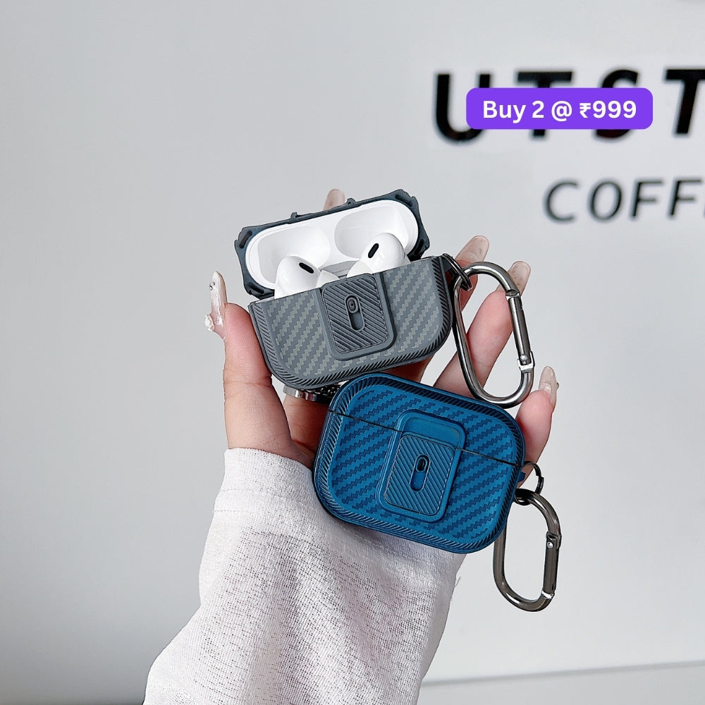 Creative Rugged Portable PC (Hard) Airpod Case with Keychain Hook for Airpod Pro 2