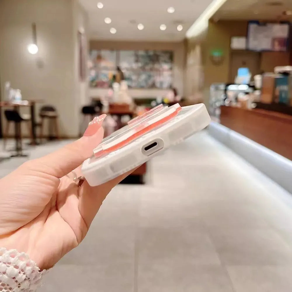 Cute Cat Shockproof Silicone Cover With Mirror - iPhone 14 Pro