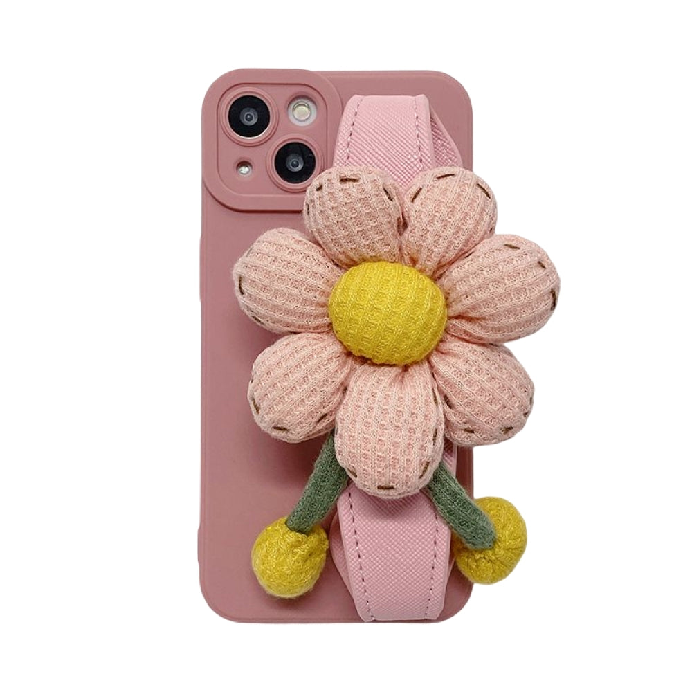 Cute Flower Wrist Strap Holder Silicone Soft Camera Protection Case - iPhone 12 Pro