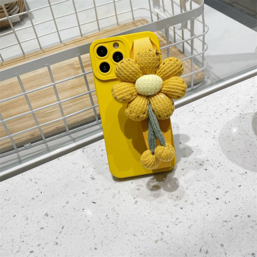 Cute Flower Wrist Strap Holder Silicone Soft Camera Protection Case - iPhone 12 Pro