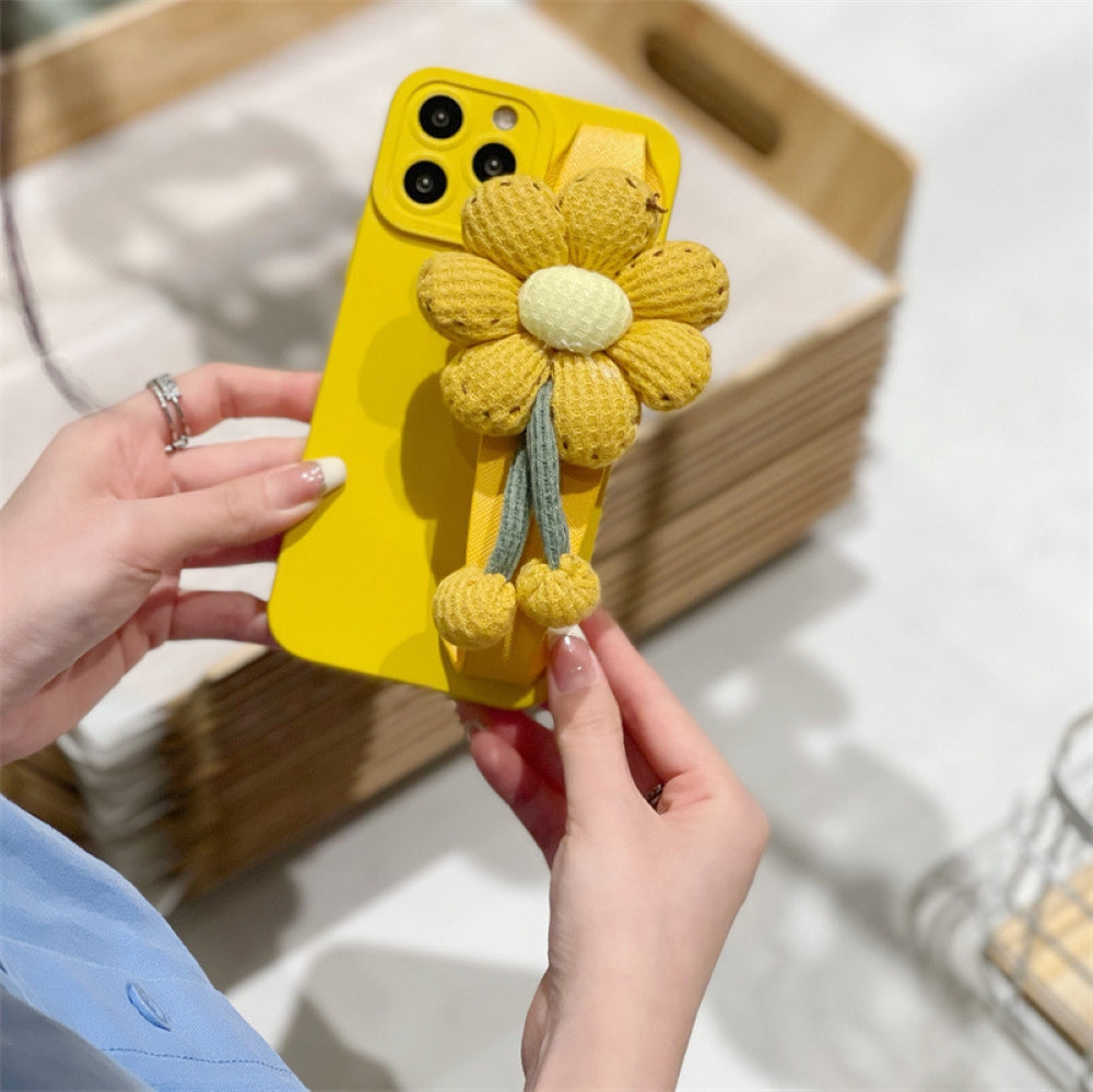 Cute Flower Wrist Strap Holder Silicone Soft Camera Protection Case - iPhone 12 Pro