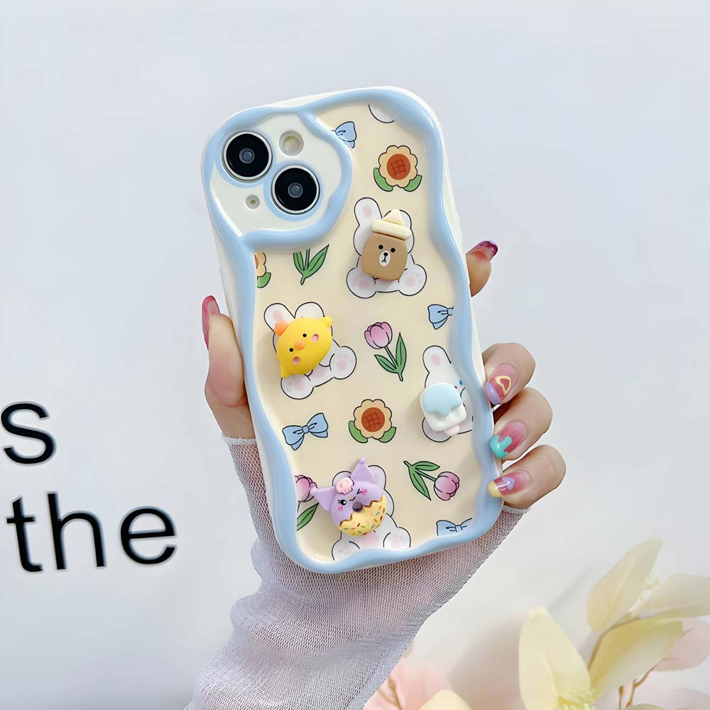 3D Cute Pet Flower and Toy Soft Cover With Random Heart Shape Bracelet - iPhone 13 Pro