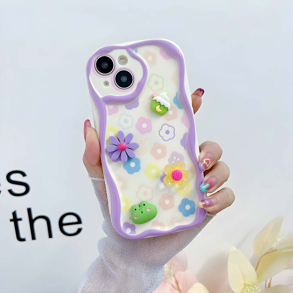 3D Cute Pet Flower and Toy Soft Cover With Random Heart Shape Bracelet - iPhone 15 Pro