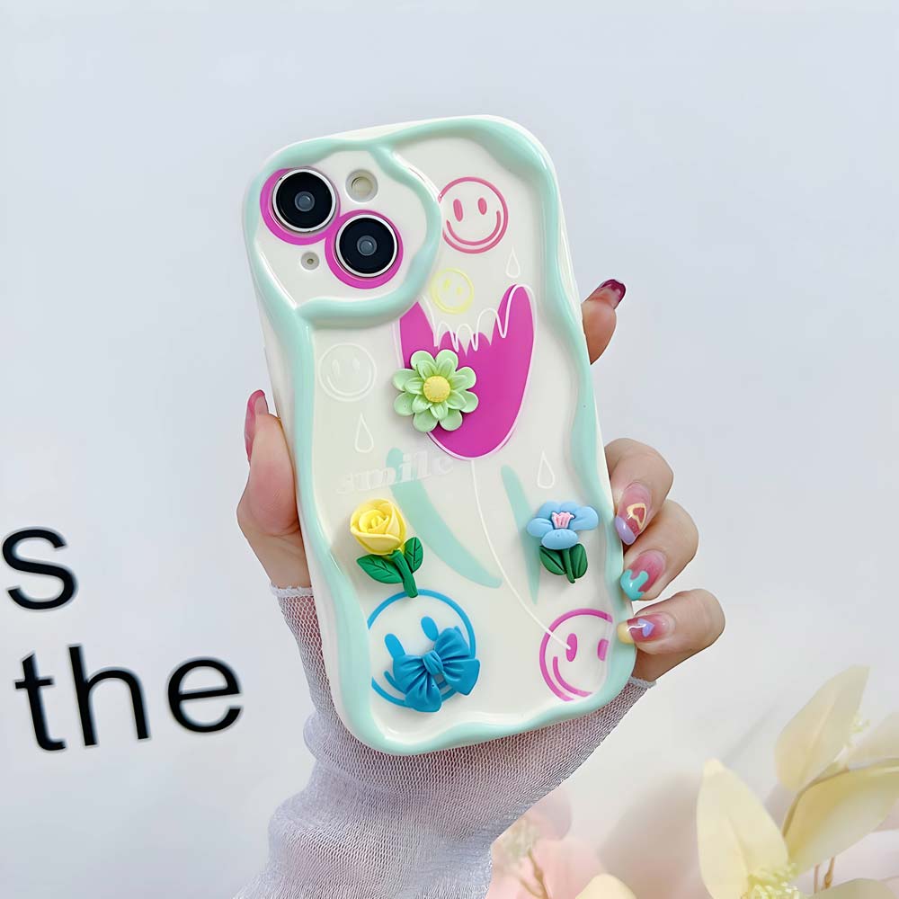 3D Cute Pet Flower and Toy Soft Cover With Random Heart Shape Bracelet - iPhone 13 Pro